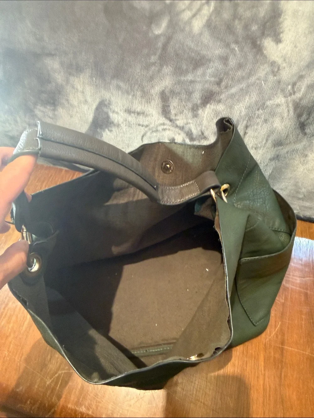 Dark Green Leather Hobo Bag - Women